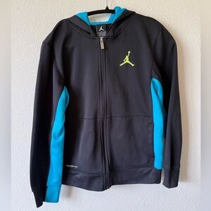 Nike Air Jordan Therma-FIT Hoodie Youth Large Black Blue Zip Up Athletic
